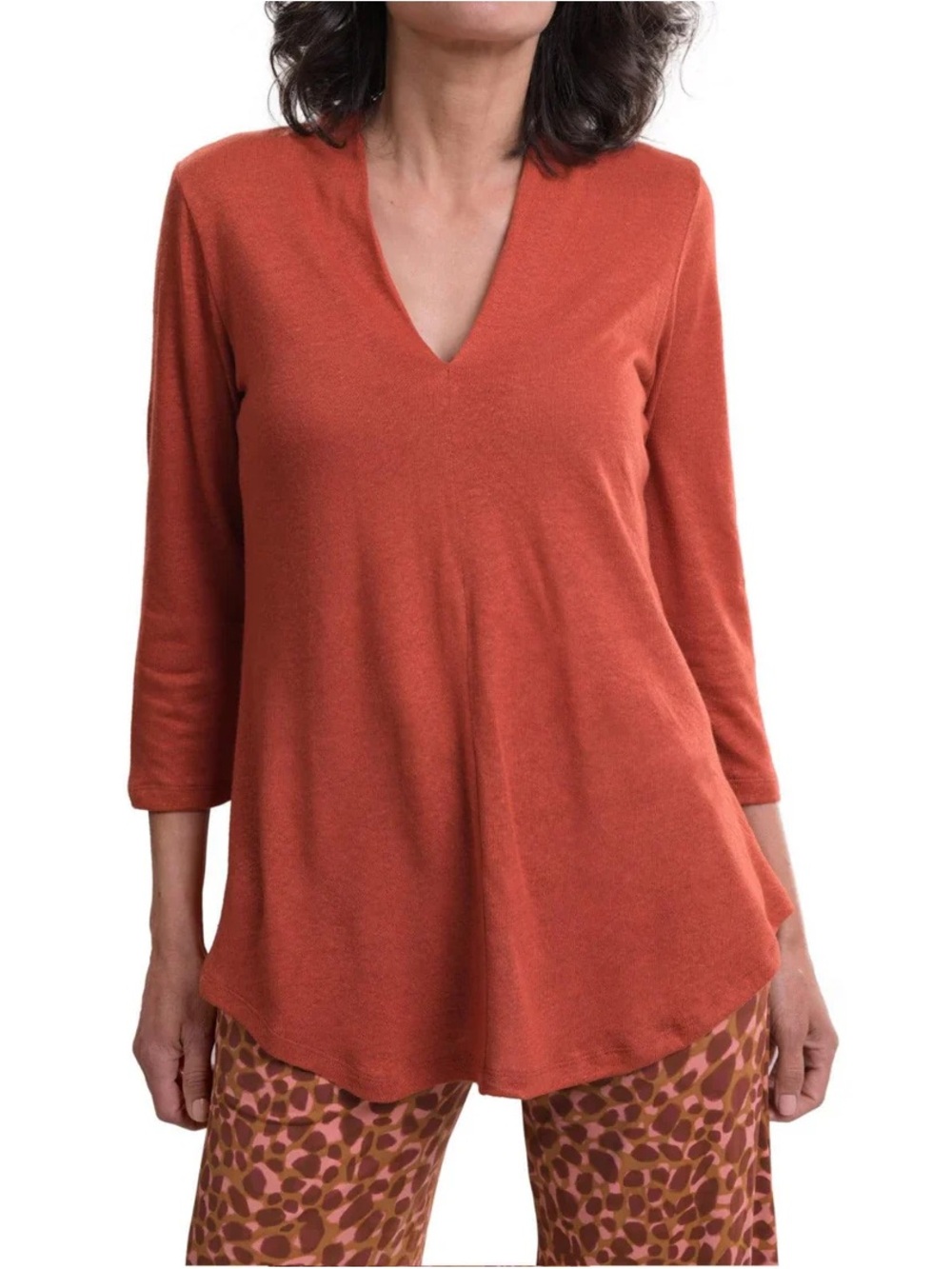 Alembika Rust V-Neck Tunic Top Size 5 (1X)